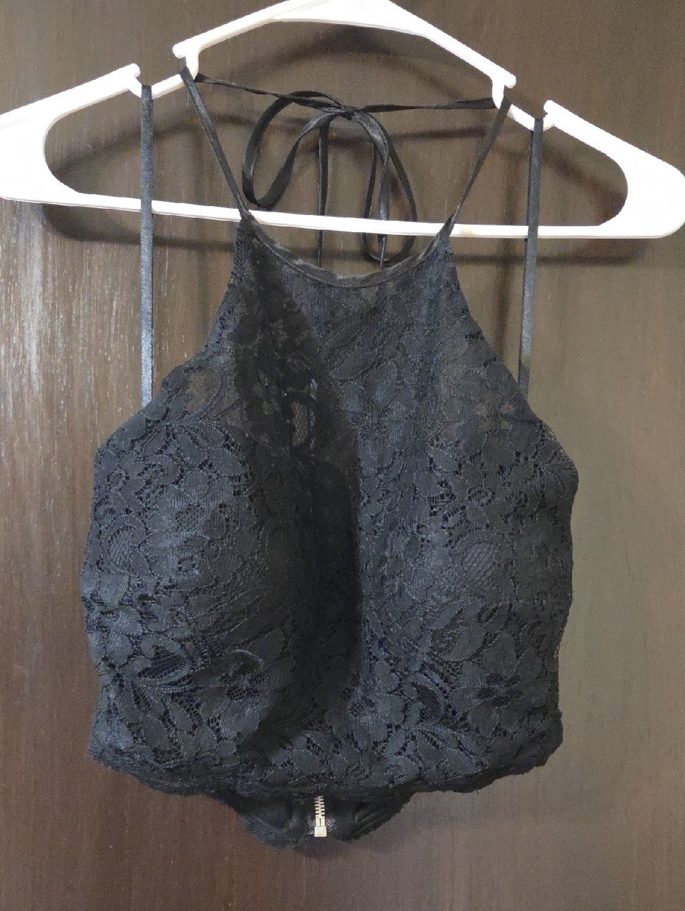 Blondie Nites black lace halter top size 5